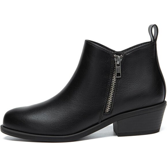 Comfortable Women's Round Toe Chunky Low Heel Ankle Boots - Versatile Style - Picture 2 of 6